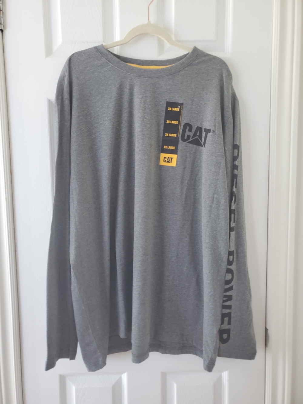 Caterpillar Men's Gray Long Sleeve Logo Tee - Grey